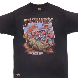 VINTAGE HARLEY DAVIDSON 3D EMBLEM BIKE WEEK 1992 TEE SHIRT LARGE MADE IN USA