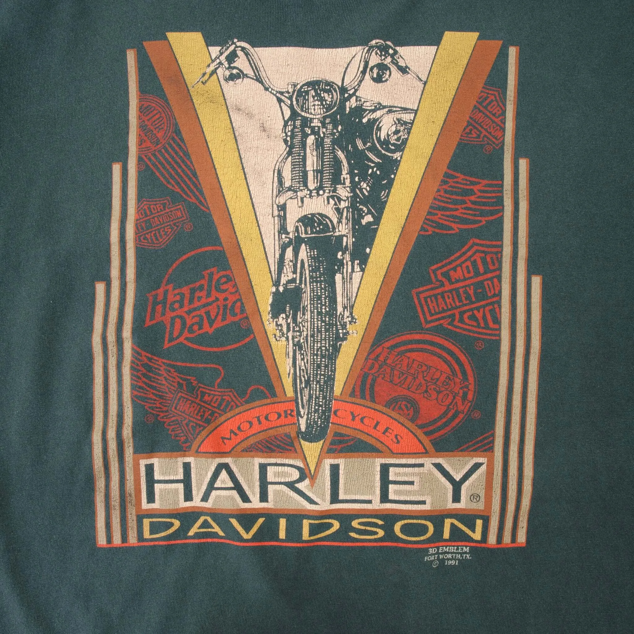 VINTAGE HARLEY DAVIDSON 3D EMBLEM TEE SHIRT 1991 SIZE XL MADE IN USA