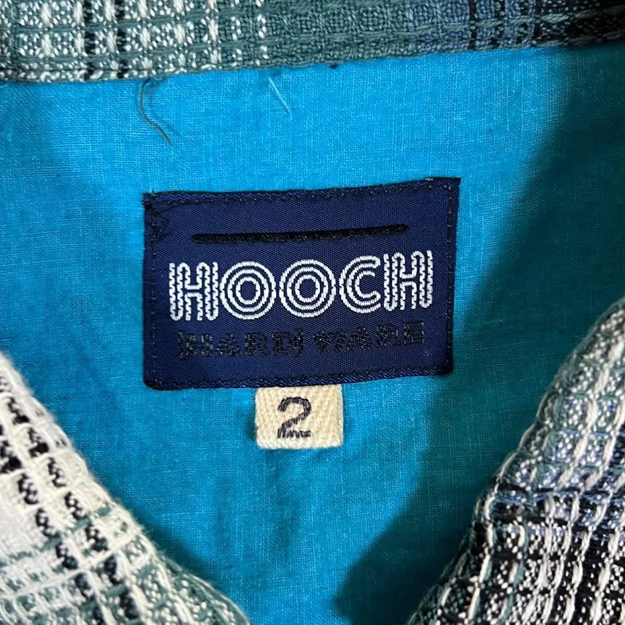 Vintage HOOCH Blue Black White Plaid Check Zip Flannel Bomber Jacket
