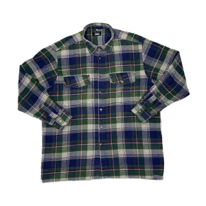 Vintage KING’S CLUB Classic Tartan Plaid Lumberjack Check Long Sleeve Flannel Shirt