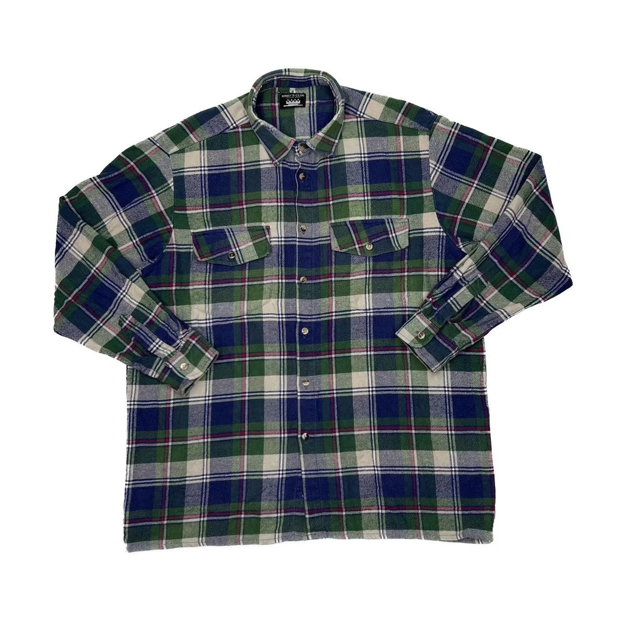 Vintage KING’S CLUB Classic Tartan Plaid Lumberjack Check Long Sleeve Flannel Shirt