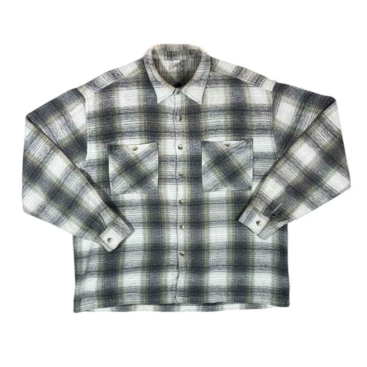 Vintage Lumberjack Plaid Check Grunge Long Sleeve Flannel Shirt