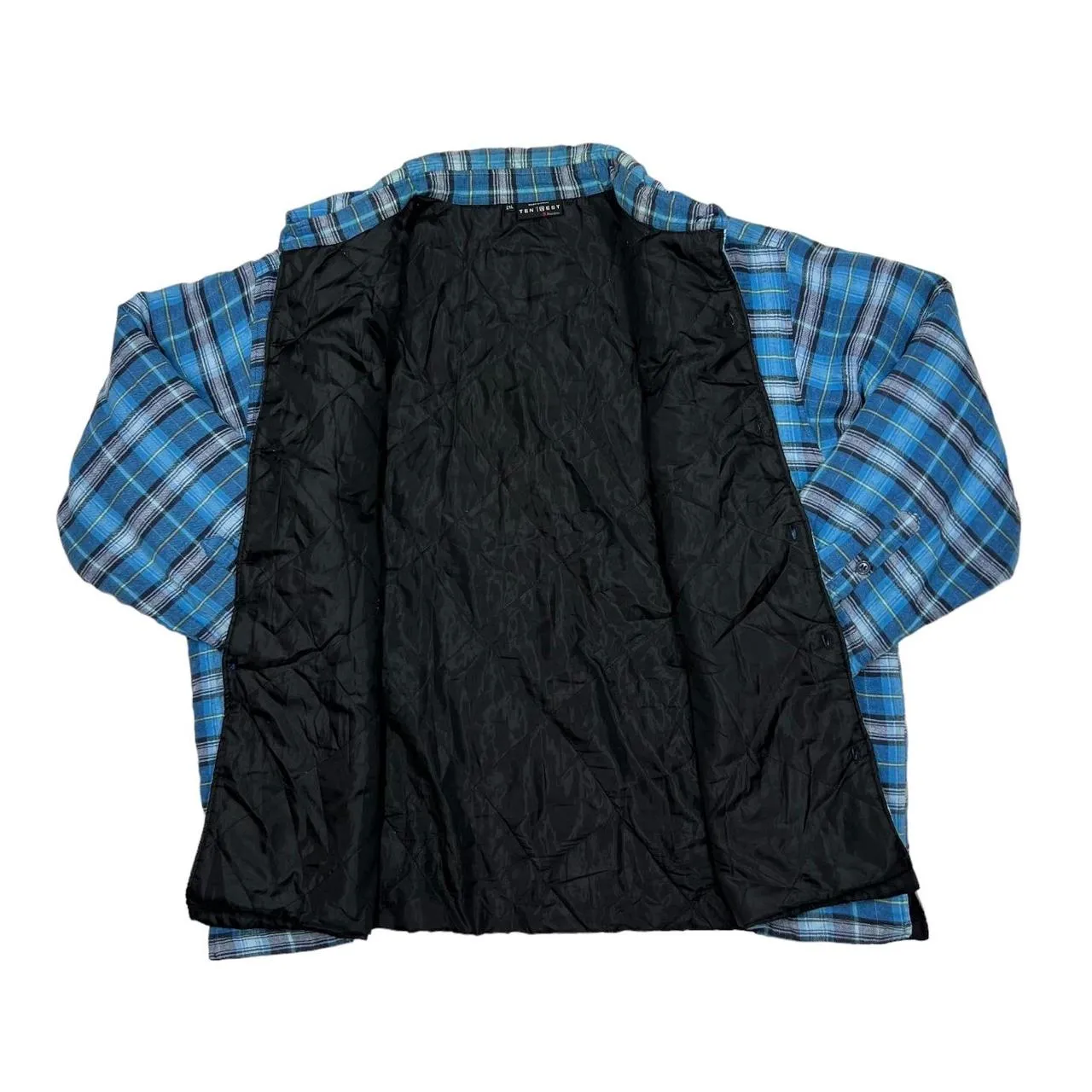 Vintage TEN WEST Tartan Lumberjack Plaid Check Padded Flannel Over Shirt