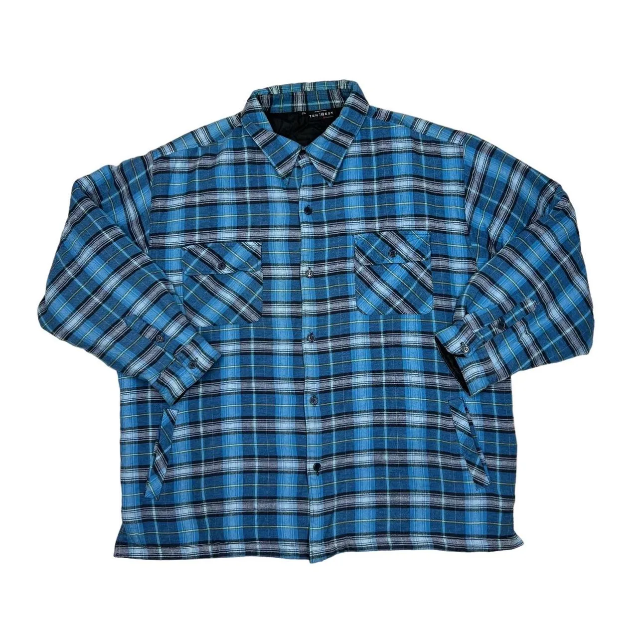 Vintage TEN WEST Tartan Lumberjack Plaid Check Padded Flannel Over Shirt