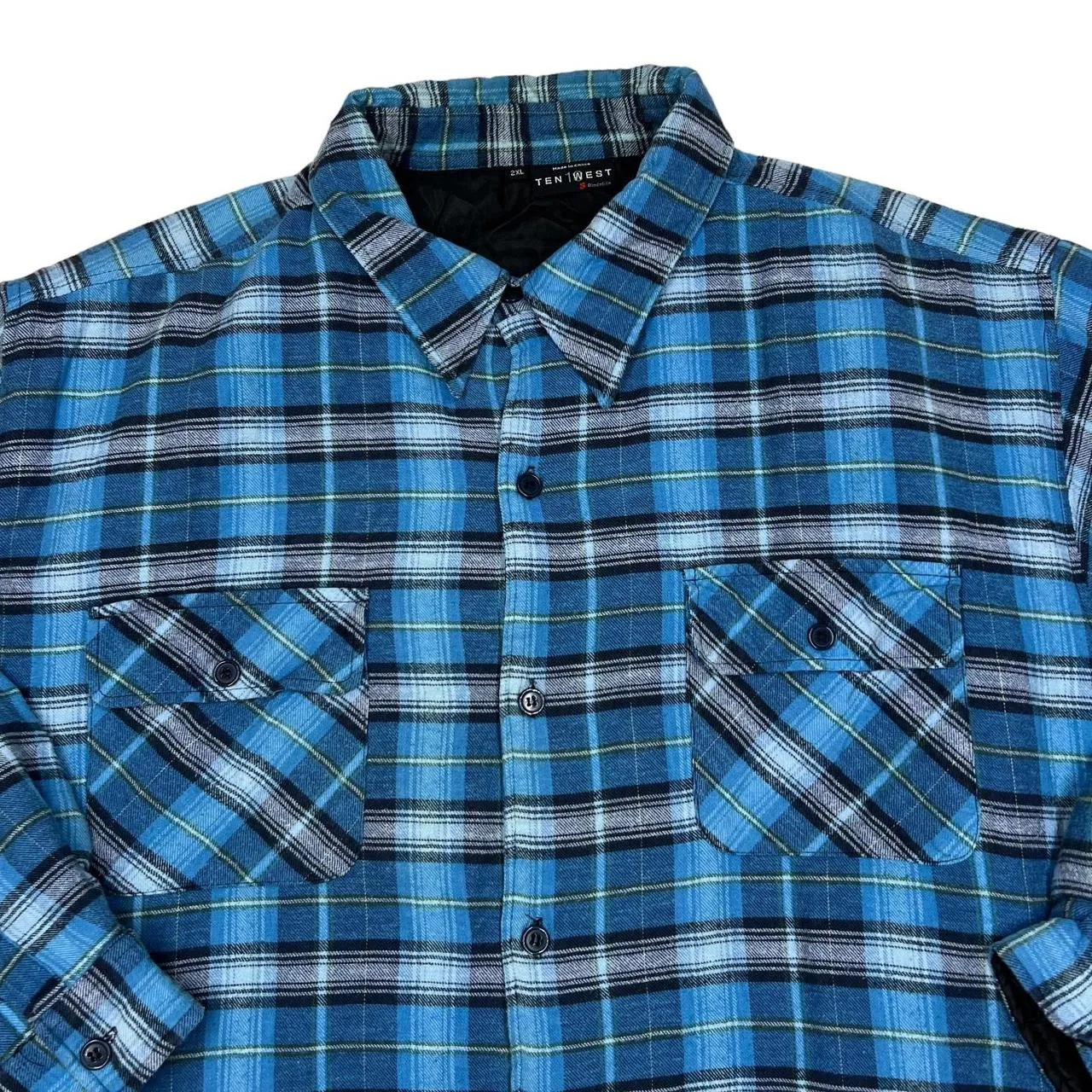Vintage TEN WEST Tartan Lumberjack Plaid Check Padded Flannel Over Shirt