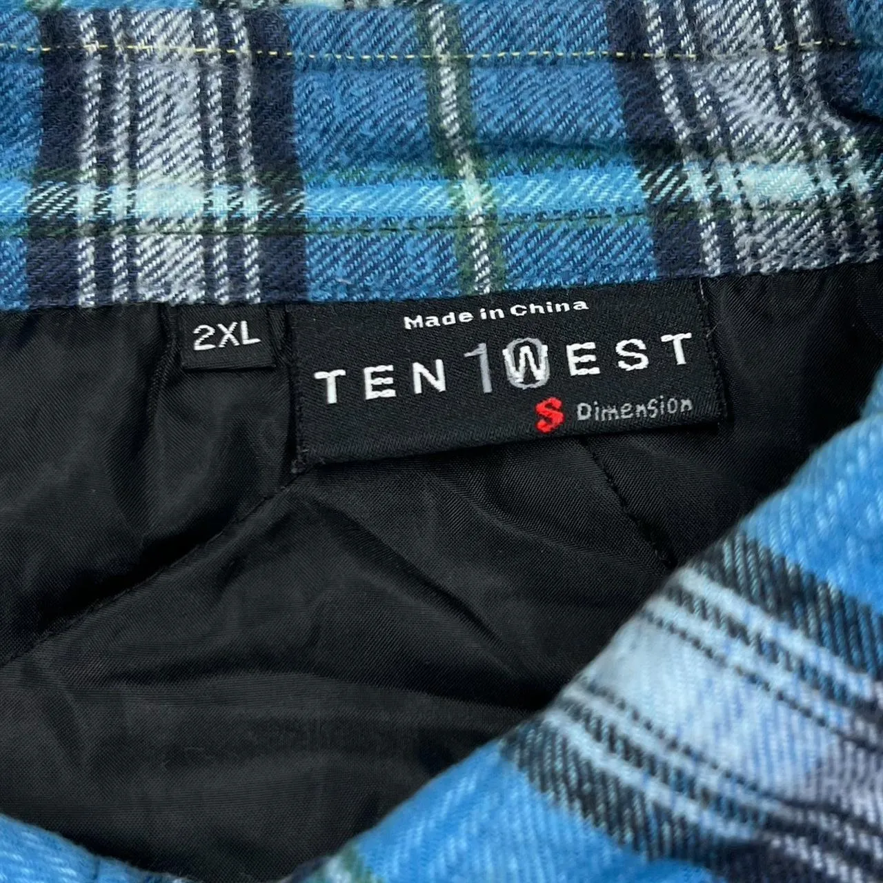 Vintage TEN WEST Tartan Lumberjack Plaid Check Padded Flannel Over Shirt