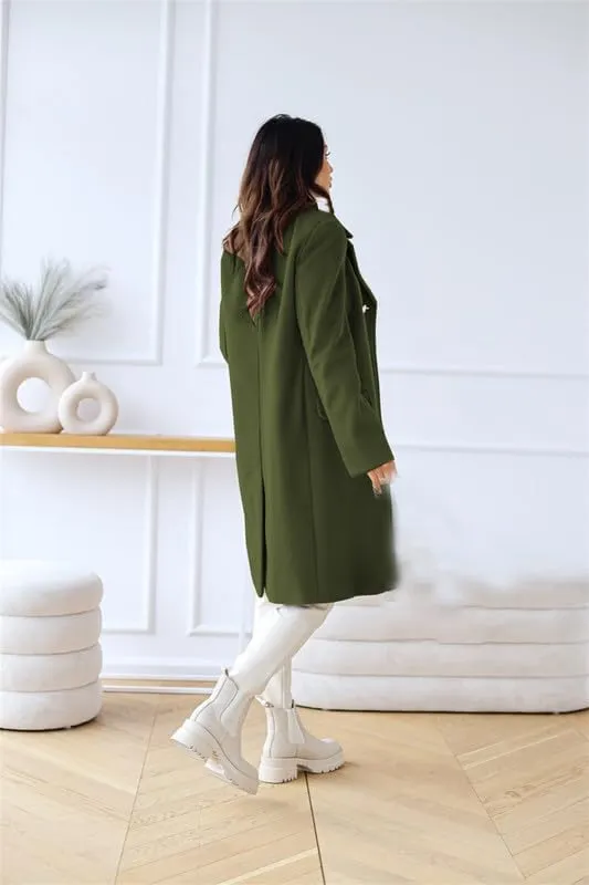 VIVICOLOR Womens Wool Topcoat Notched Double Breasted Wool Overcoat Elegant Lapel Collar Wool Blend Coat