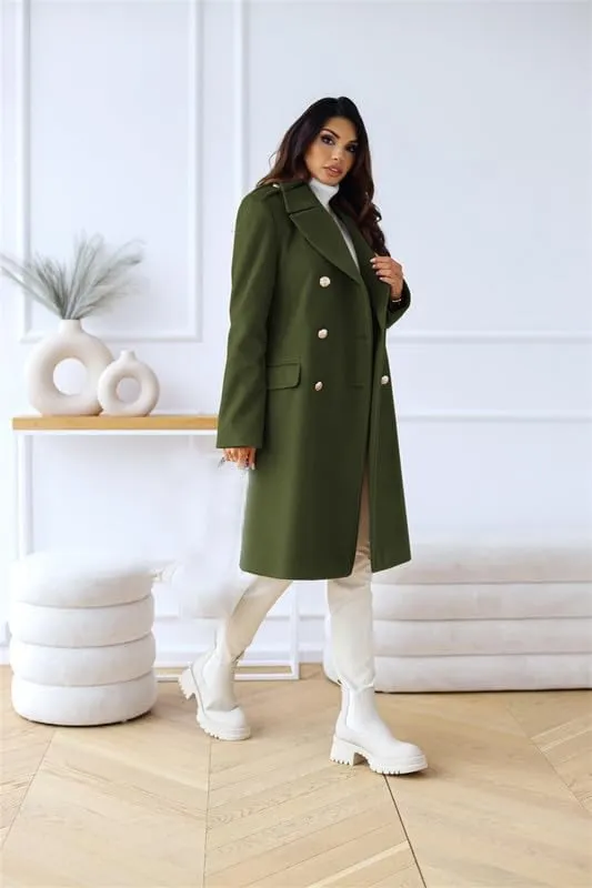 VIVICOLOR Womens Wool Topcoat Notched Double Breasted Wool Overcoat Elegant Lapel Collar Wool Blend Coat