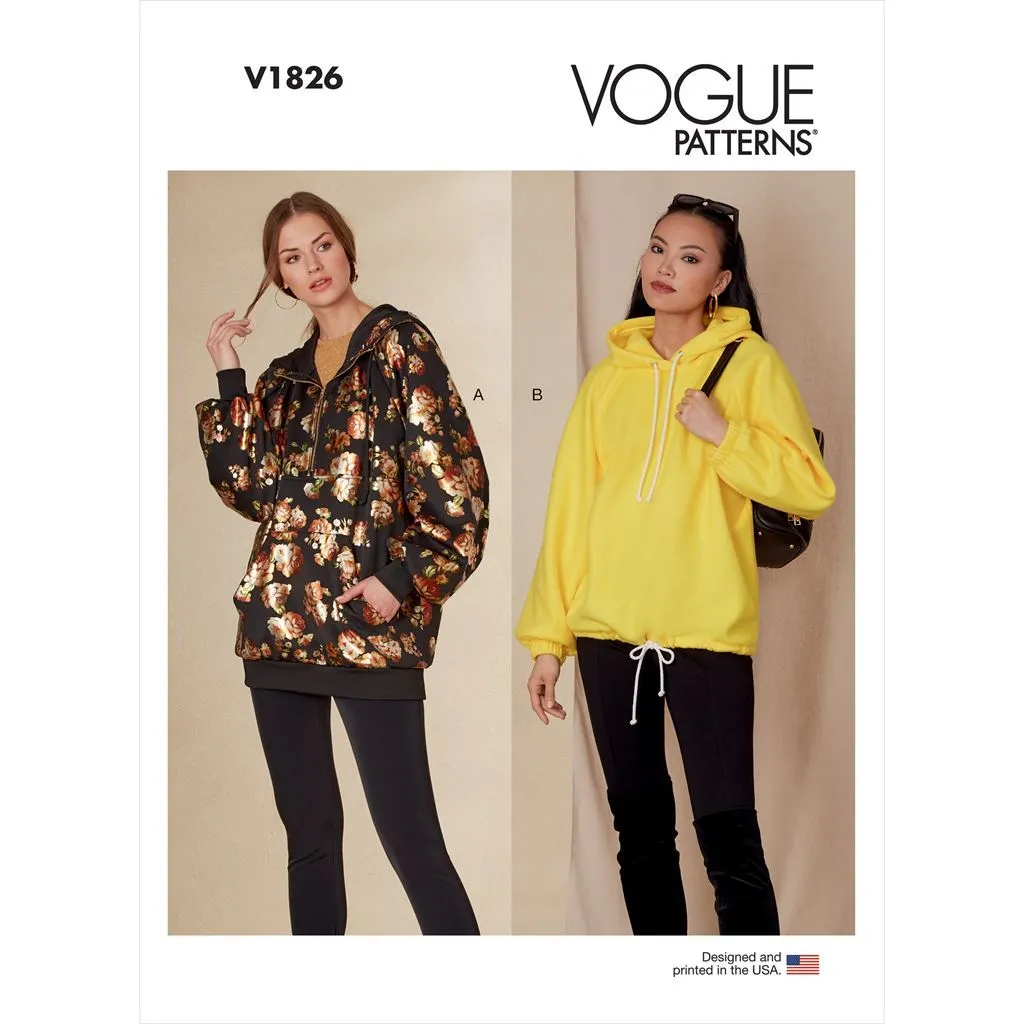 Vogue Pattern V1826 Misses' Sweatshirts