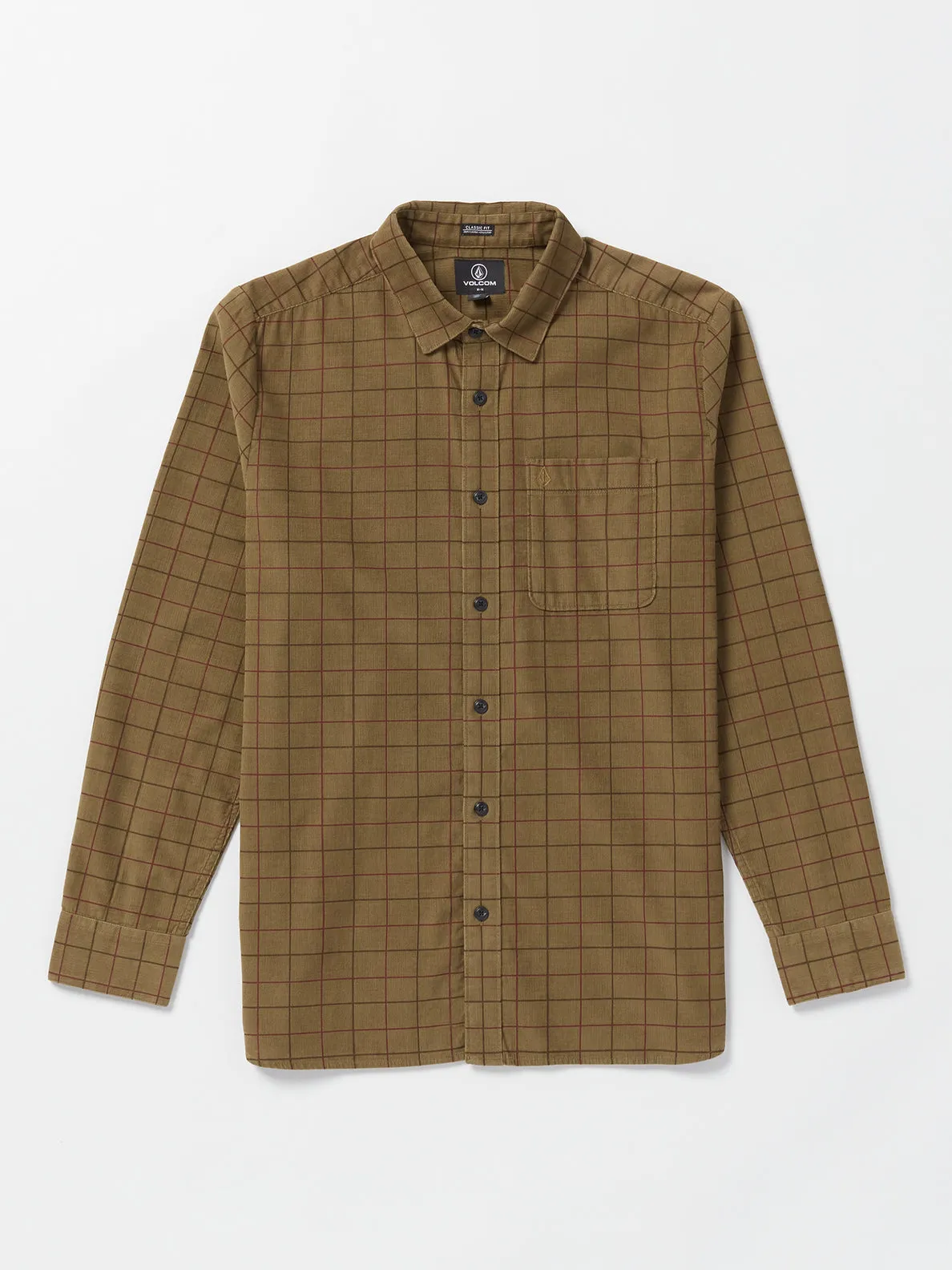 Volcom Zander L/S Shirt-Dark Khaki