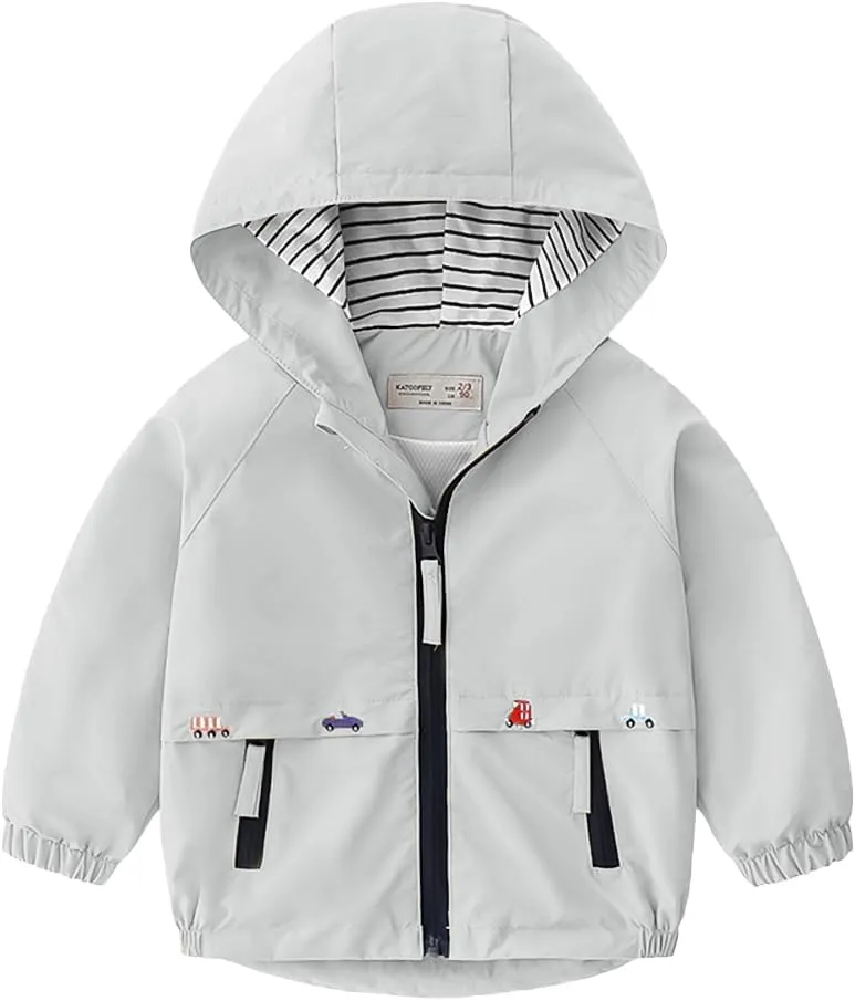 Volunboy Toddler Boys Windbreaker Casual Outerwear Kids Lightweight Zip Hooded Jacket Baby Cute Dust Coat