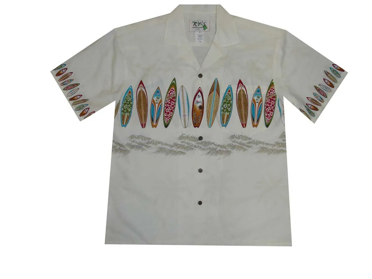 Waikiki Surfboard Cotton Aloha Shirt