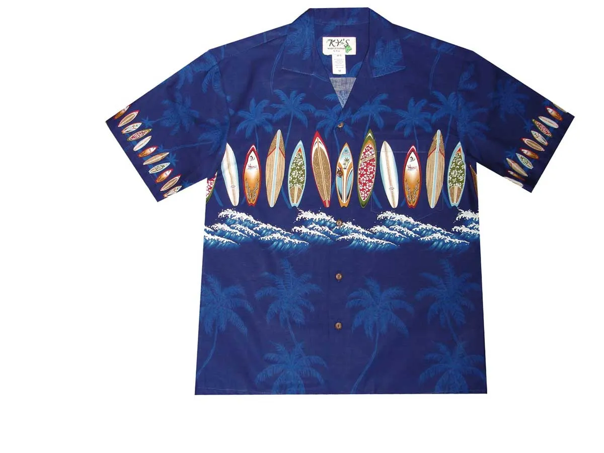 Waikiki Surfboard Cotton Aloha Shirt