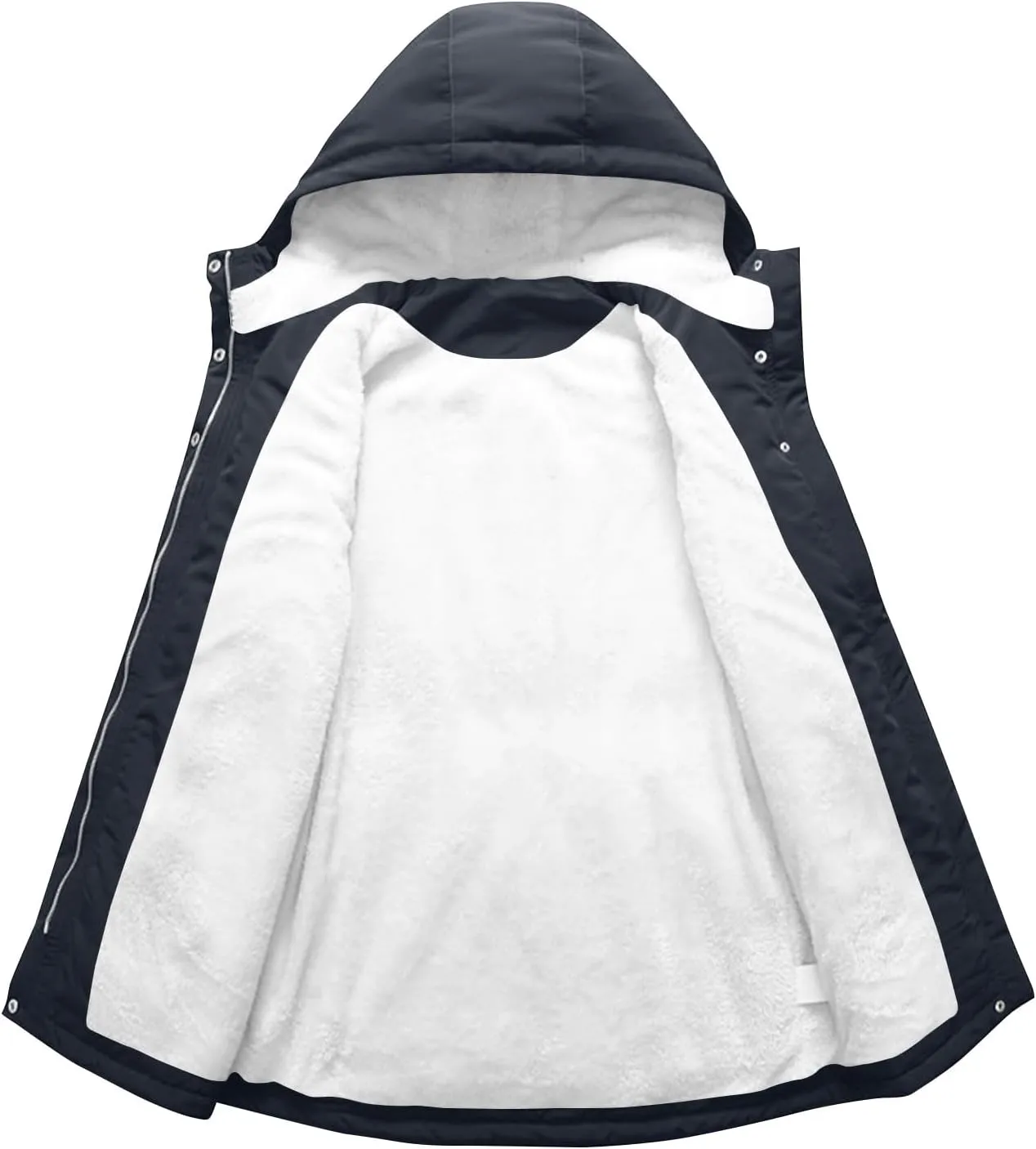 WANZZXCSL Jacket for Women 2024 Winter Casual Fashion Loose Solid Color Hat Plus Size Zipper Fleece Collar Pocket Jacket