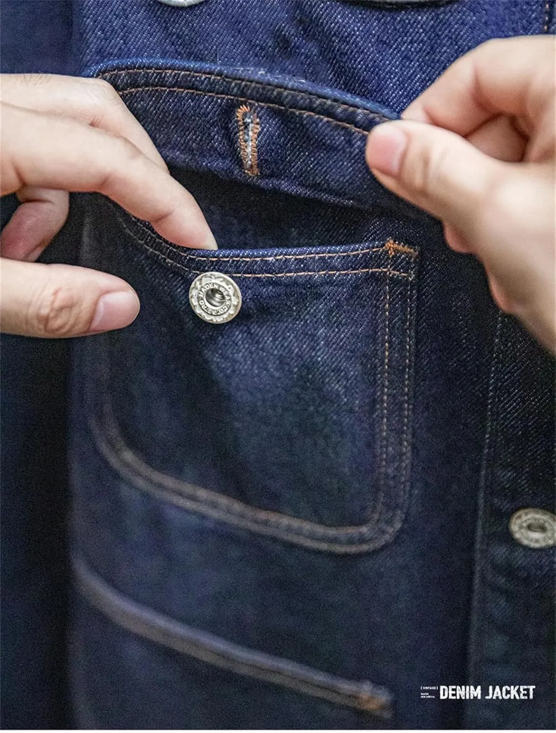 Washed Lapel Casual Outerwear For Men Vintage Embroidered Heavyweight Denim Jacket Spring Fall Work Coat