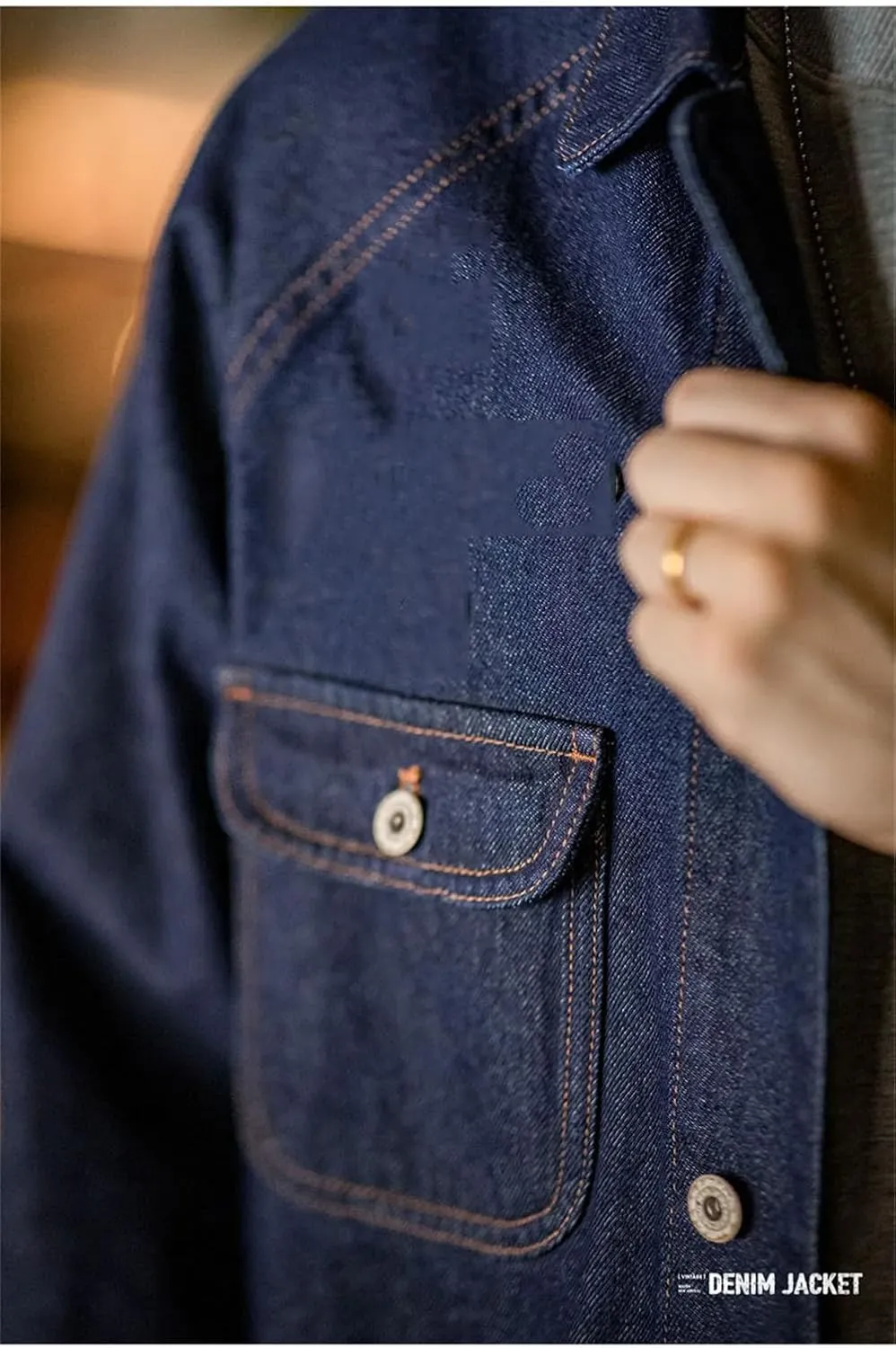 Washed Lapel Casual Outerwear For Men Vintage Embroidered Heavyweight Denim Jacket Spring Fall Work Coat