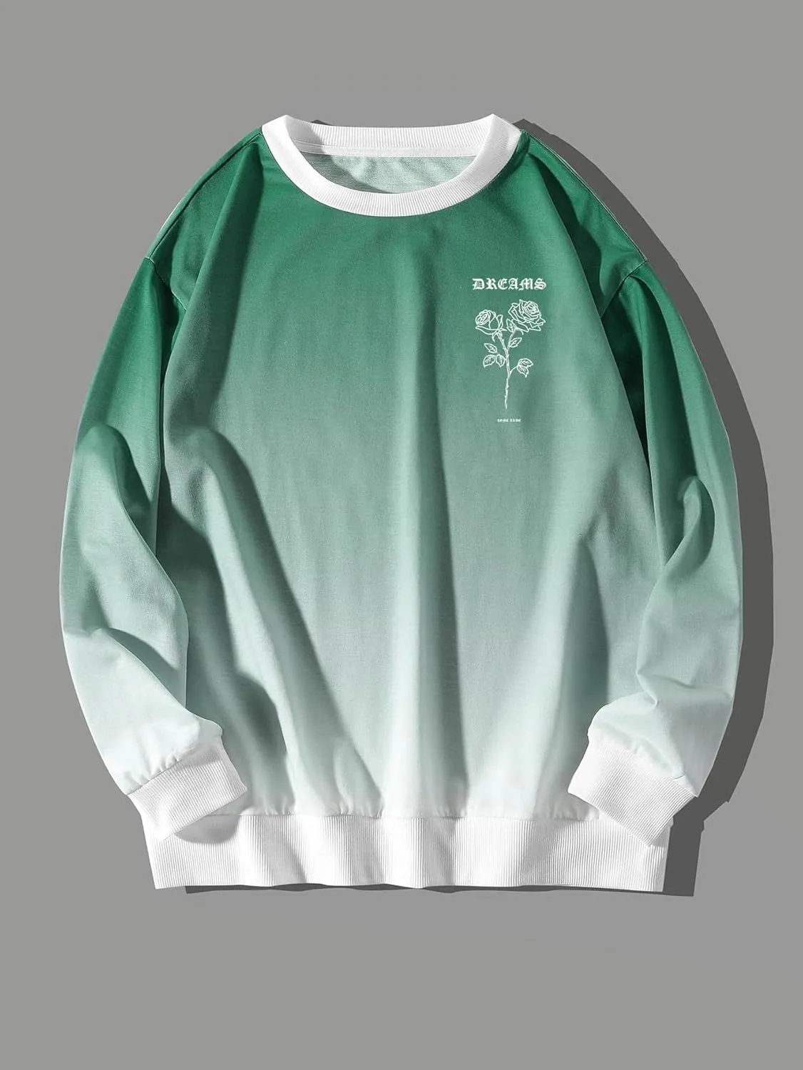 WDIRARA Men's Casual Letter Graphic Print Long Sleeve Crewneck Sweatshirt Tops
