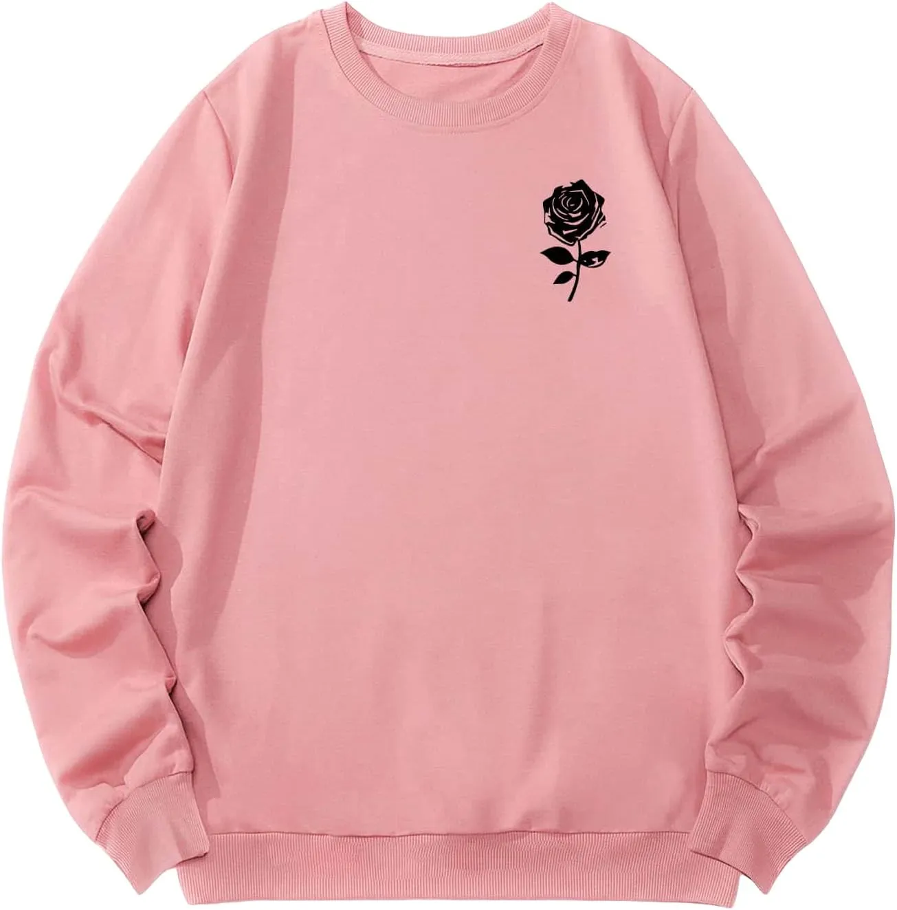 WDIRARA Men's Casual Letter Graphic Print Long Sleeve Crewneck Sweatshirt Tops