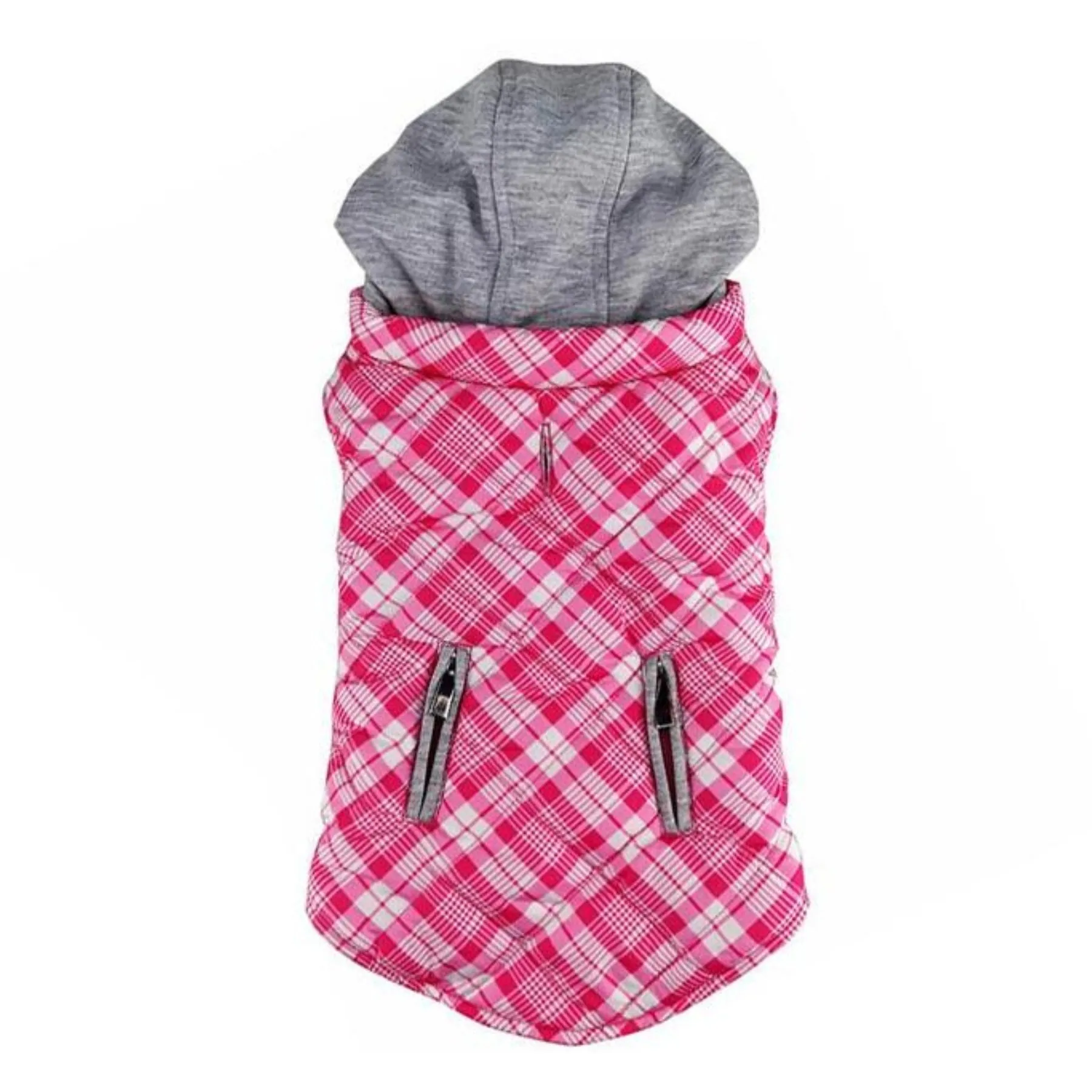 Weekender Dog Sweatshirt Hoodie - Pink & White Plaid