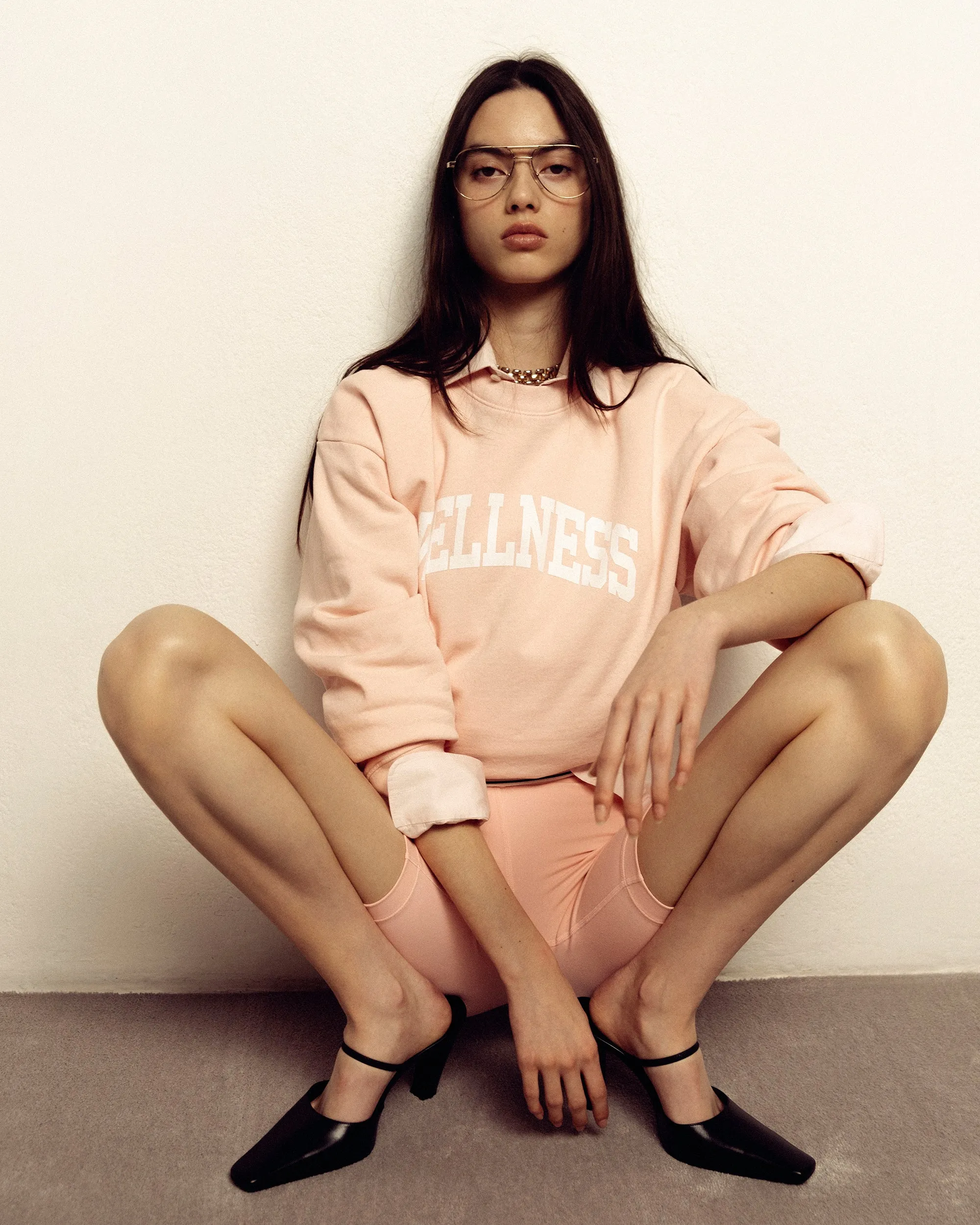 Wellness Ivy Crewneck - Ballet/White