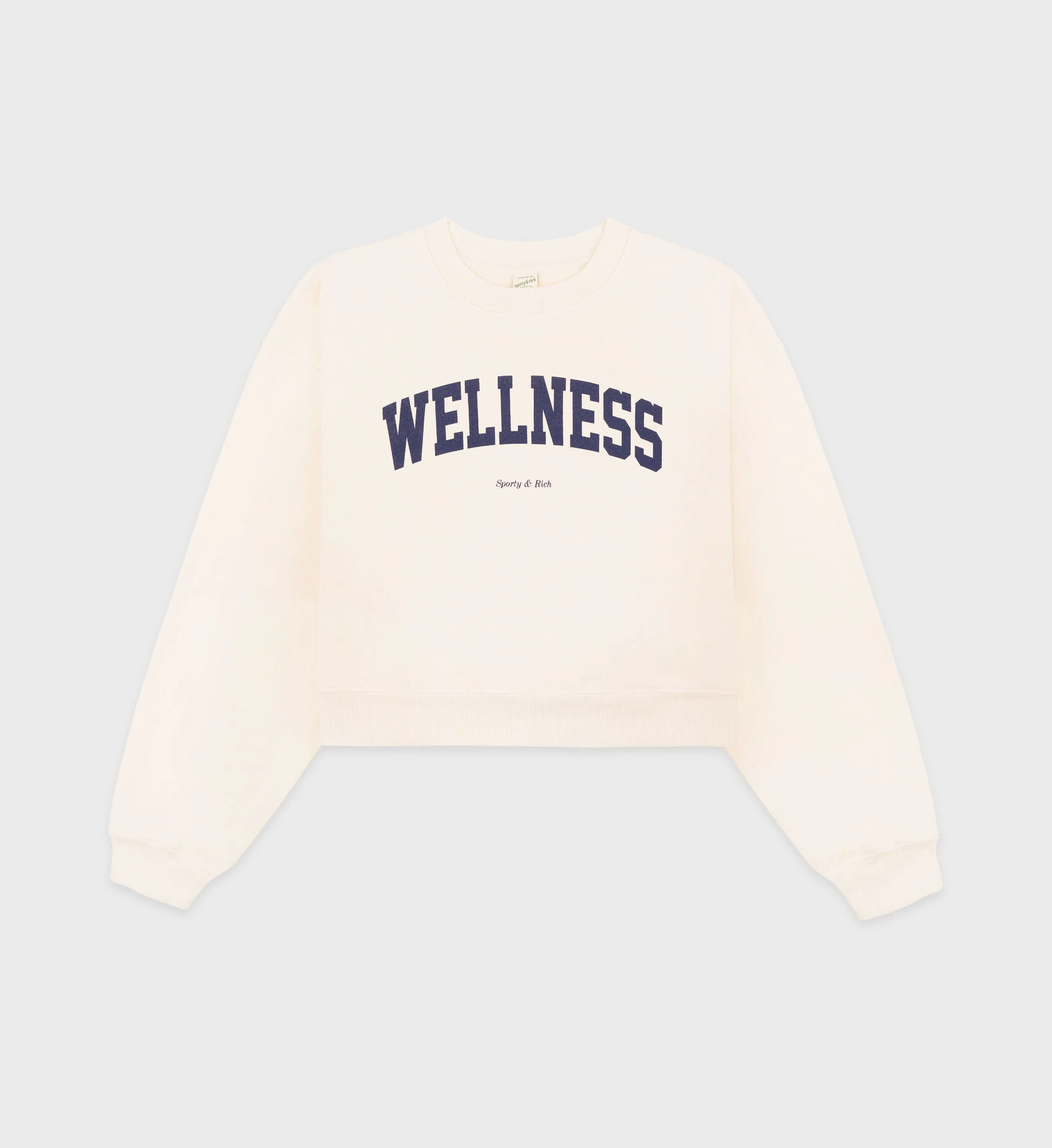 Wellness Ivy Cropped Crewneck - Cream/Navy