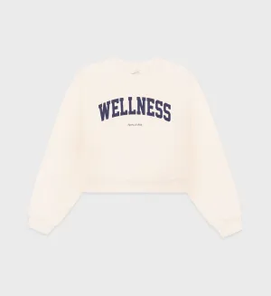 Wellness Ivy Cropped Crewneck - Cream/Navy
