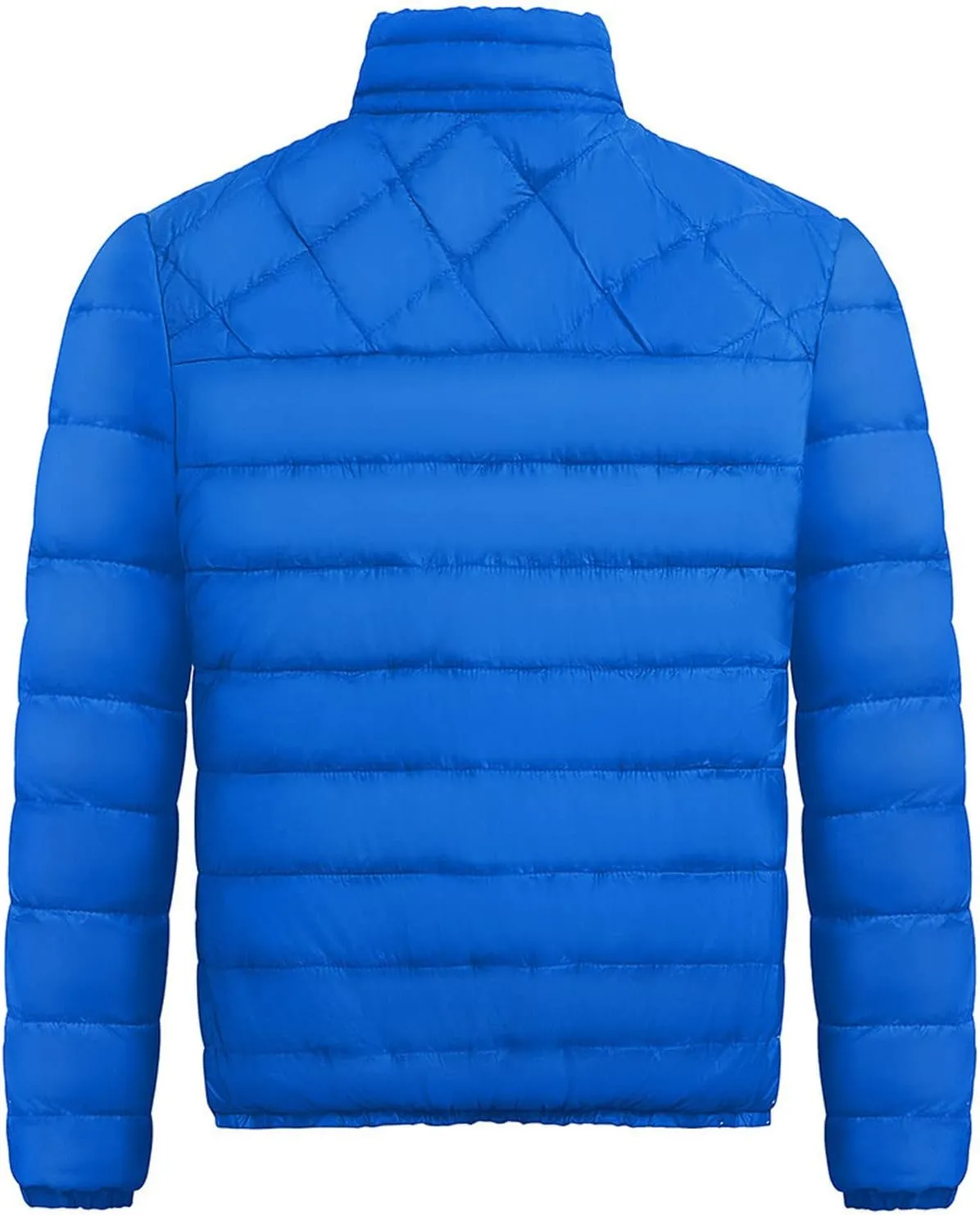 WENKOMG1 Mens Rib Puffer Jacket,Winter Fall Half Diamond Quilted Long Sleeve Lightweight Varsity Coat Casual Outerwear