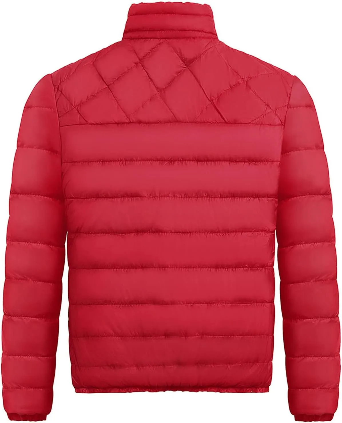 WENKOMG1 Mens Rib Puffer Jacket,Winter Fall Half Diamond Quilted Long Sleeve Lightweight Varsity Coat Casual Outerwear