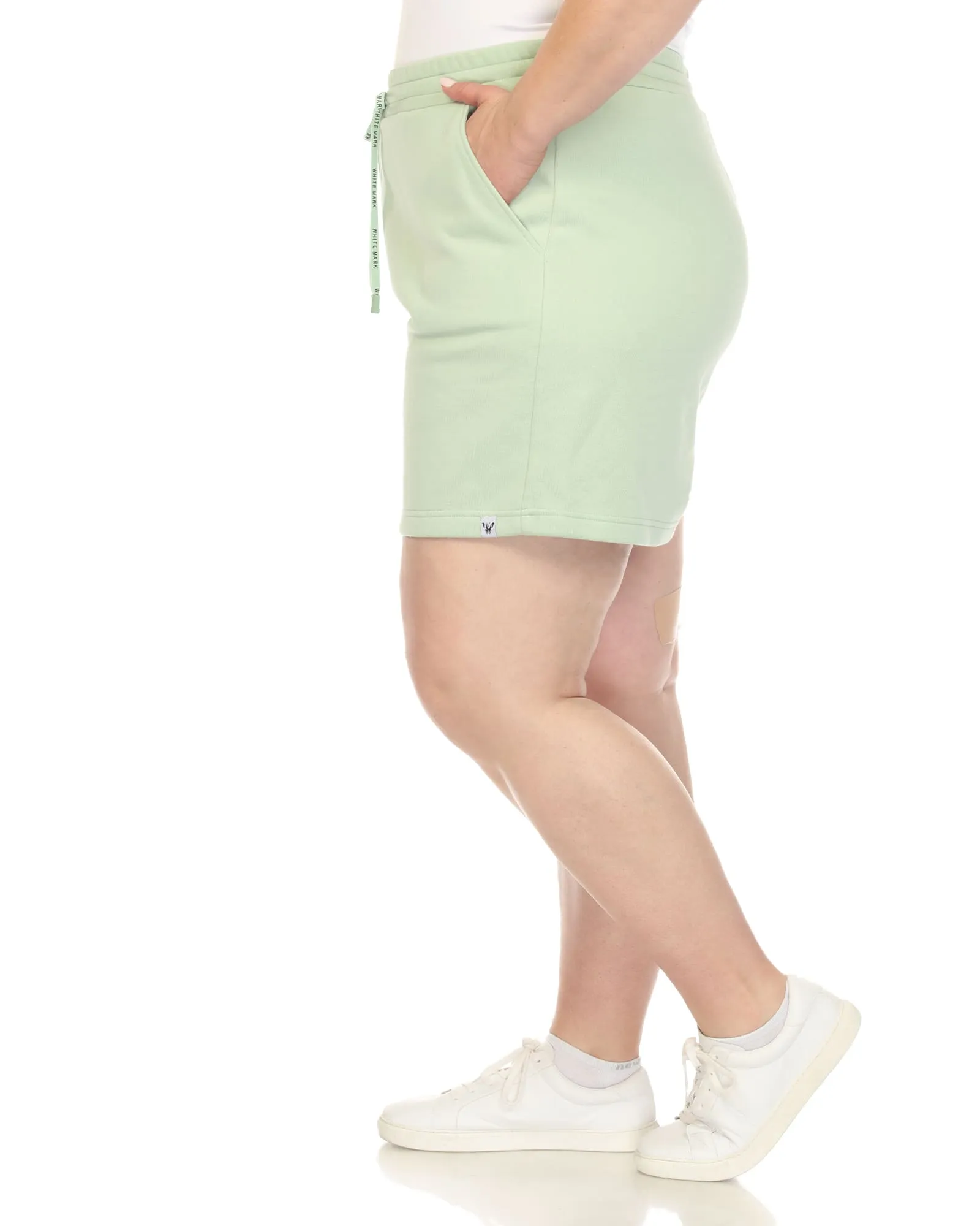 White Mark Super Soft Drawstring Waistband Sweat Shorts | Sage