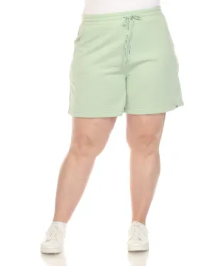 White Mark Super Soft Drawstring Waistband Sweat Shorts | Sage
