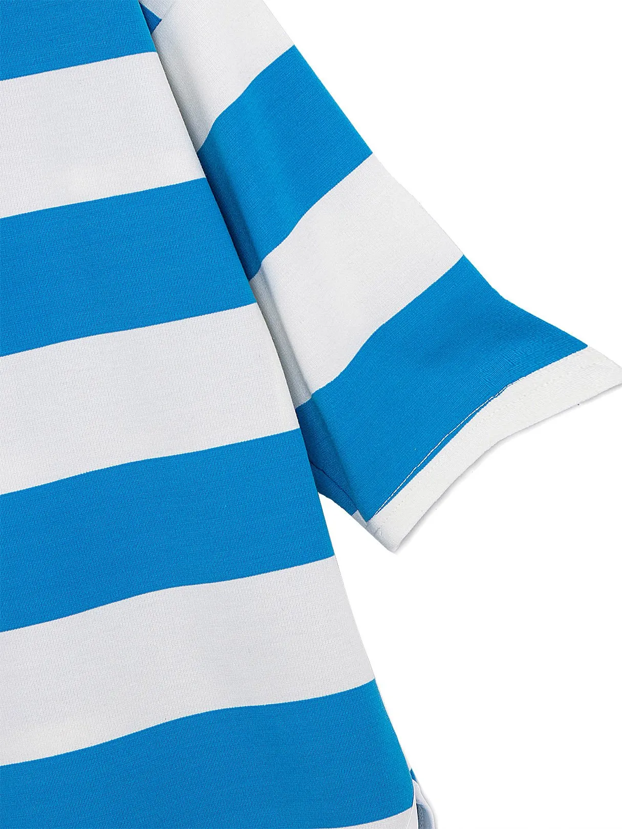 Wholesale Round Neck Stripe Half Sleeve Irregular Hem Top