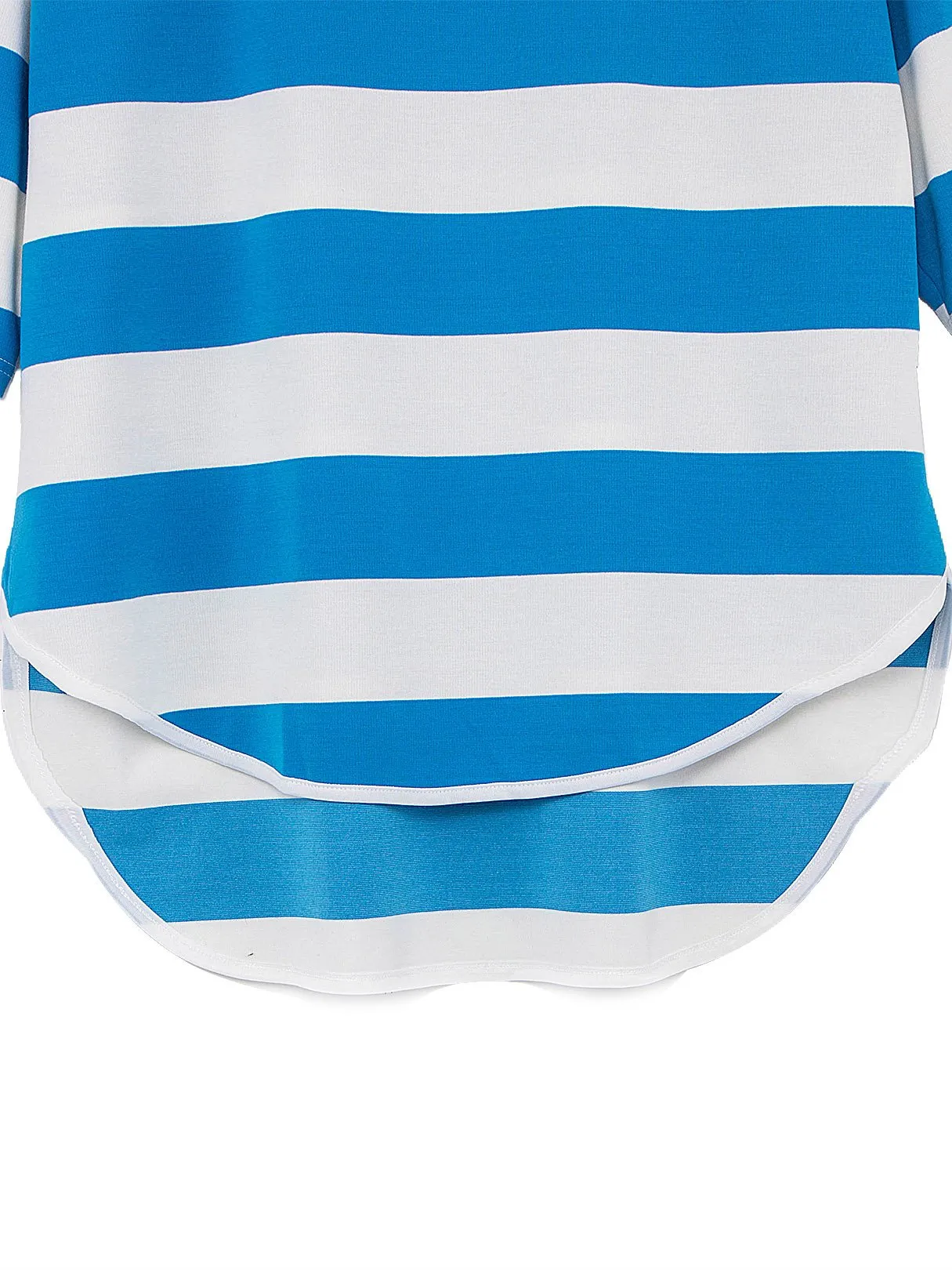 Wholesale Round Neck Stripe Half Sleeve Irregular Hem Top