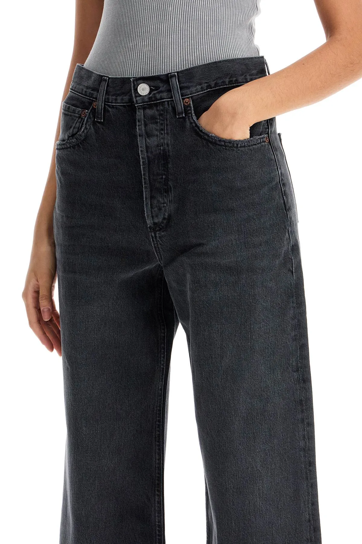 wide-legged women's jeans A198 1157 HITCH (BLK W/ FINISHED HEM)