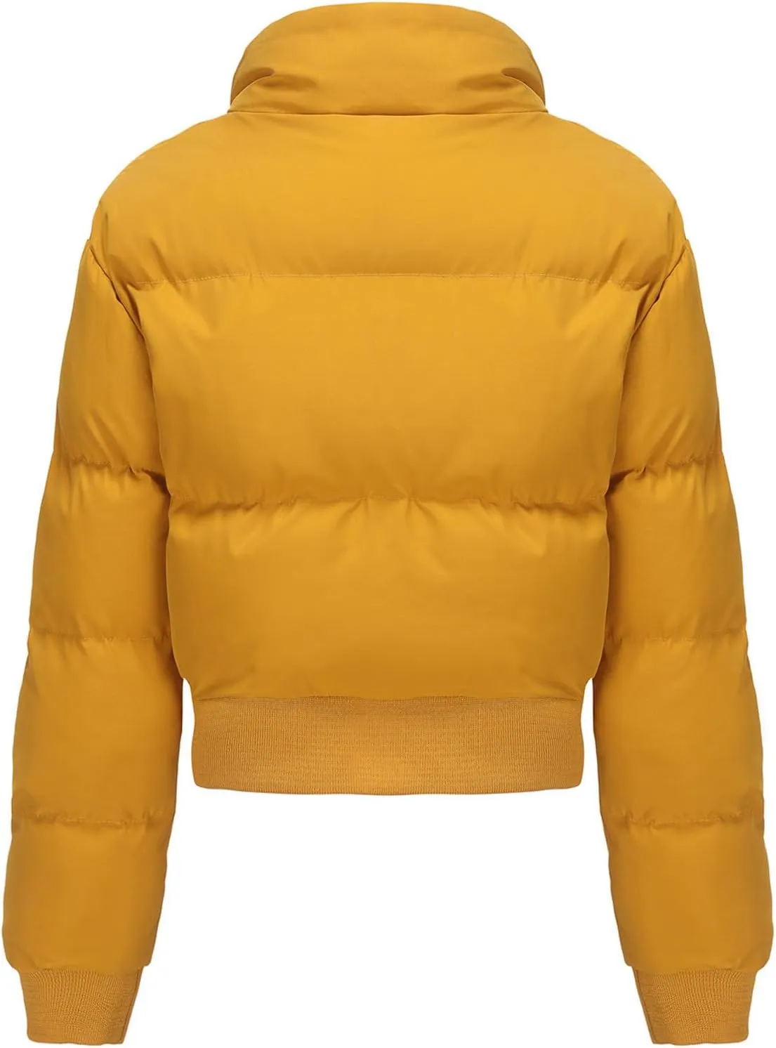 Winter Coat Women, Puffer Down Short Jacket Warm Full Zip Up Outerwear Casual Long Sleeve Overcoats with Pocket