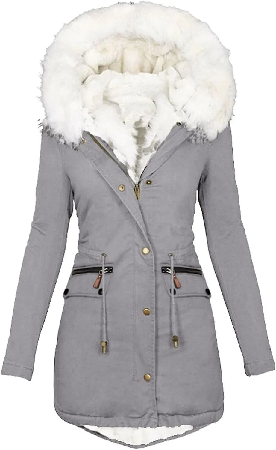 Winter Coats for Women 2024 Trendy Thicken Fleece Lined Parkas Anoraks Warm Cotton Jacket Coats with Faux Fur Hood