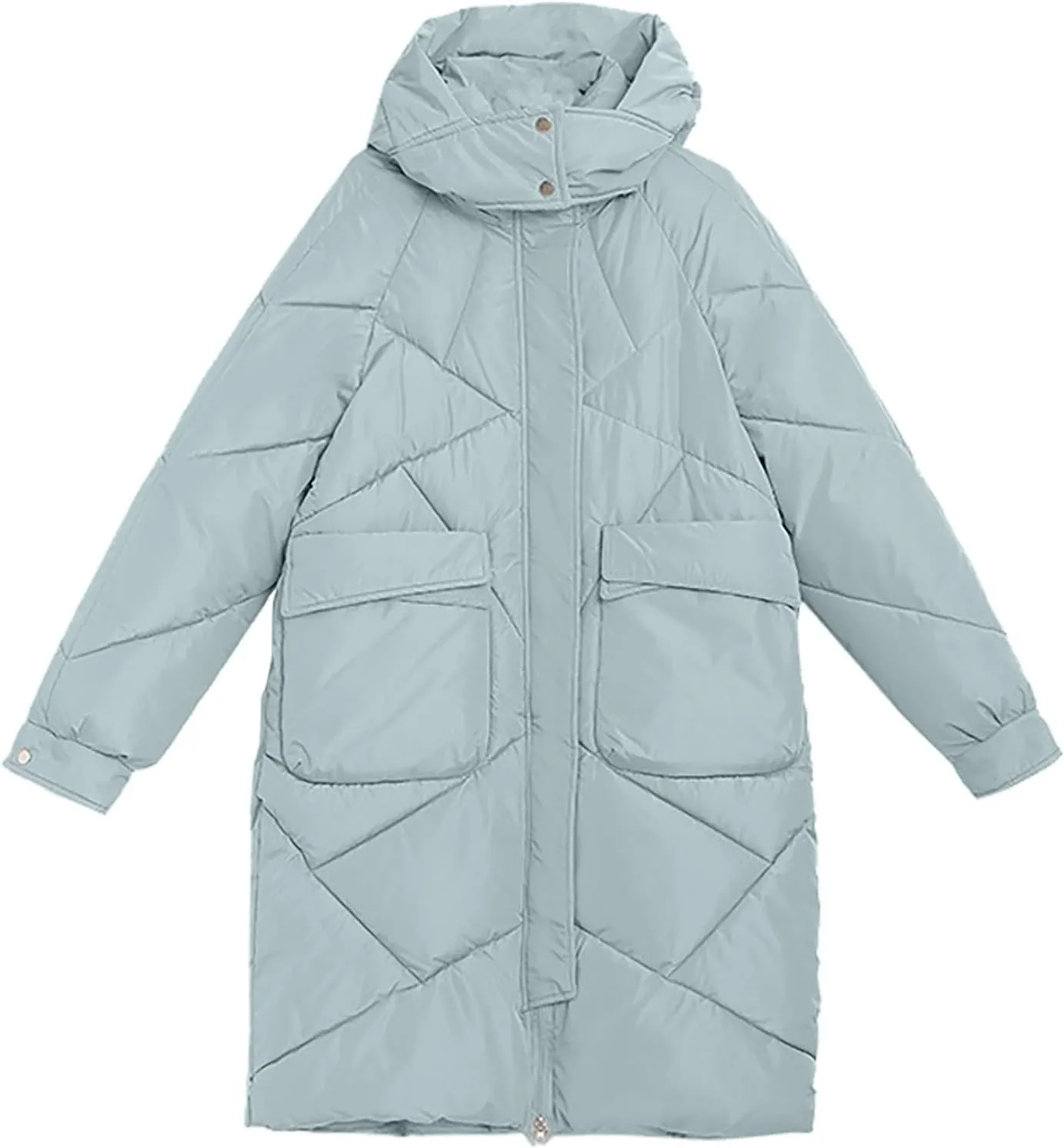 Winter Coats For Women Fashion Zip Up Puffer Jackets Oversized Long Sleeve Packable Down Parka With Pocket