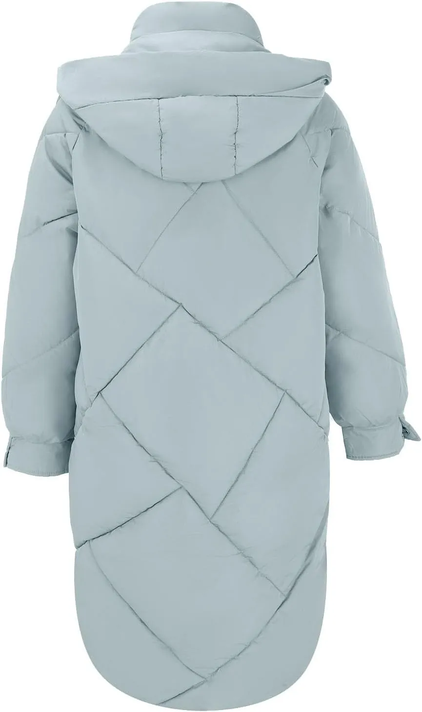 Winter Coats For Women Fashion Zip Up Puffer Jackets Oversized Long Sleeve Packable Down Parka With Pocket