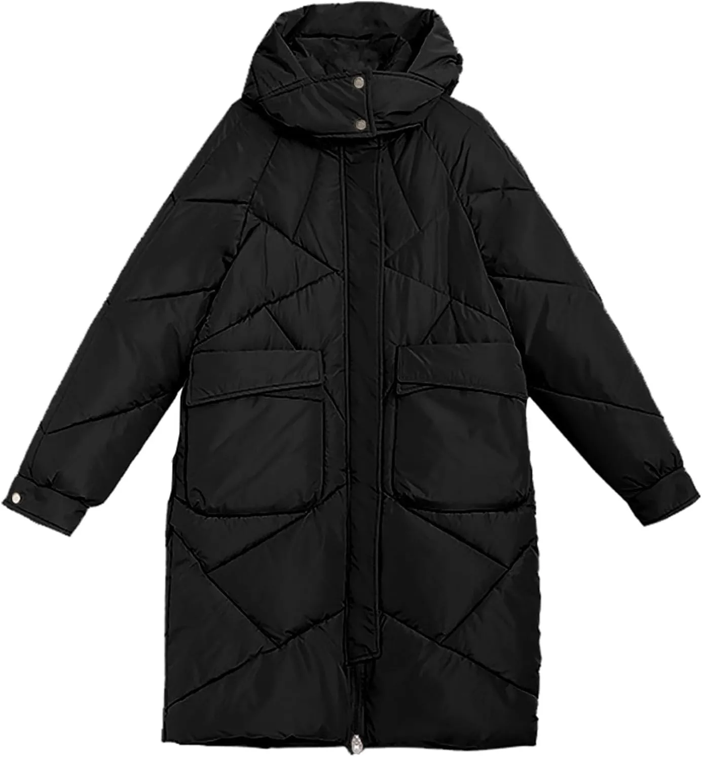 Winter Coats For Women Fashion Zip Up Puffer Jackets Oversized Long Sleeve Packable Down Parka With Pocket