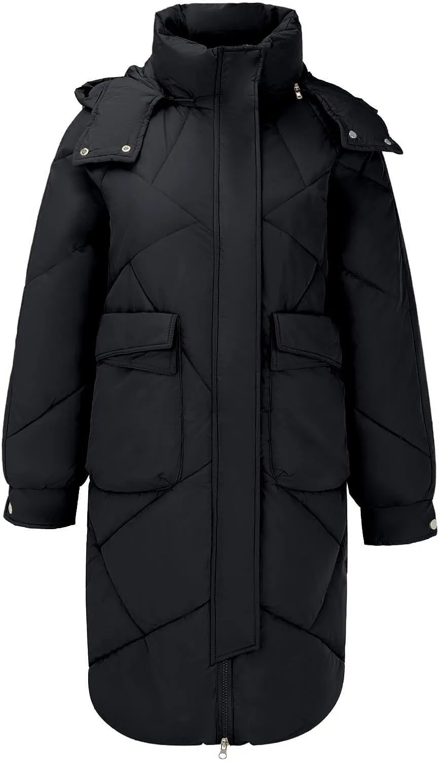 Winter Coats For Women Fashion Zip Up Puffer Jackets Oversized Long Sleeve Packable Down Parka With Pocket