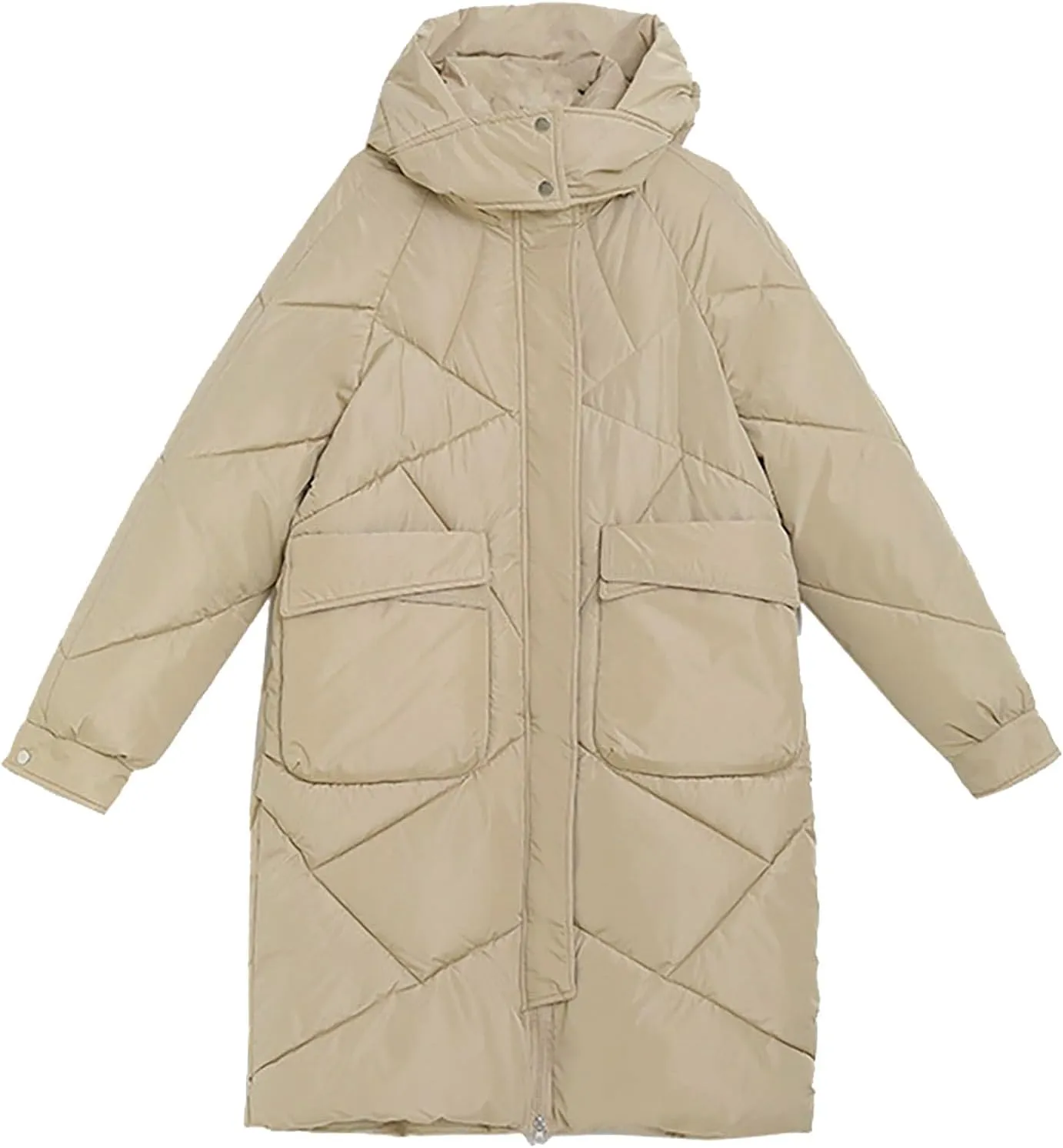 Winter Coats For Women Fashion Zip Up Puffer Jackets Oversized Long Sleeve Packable Down Parka With Pocket