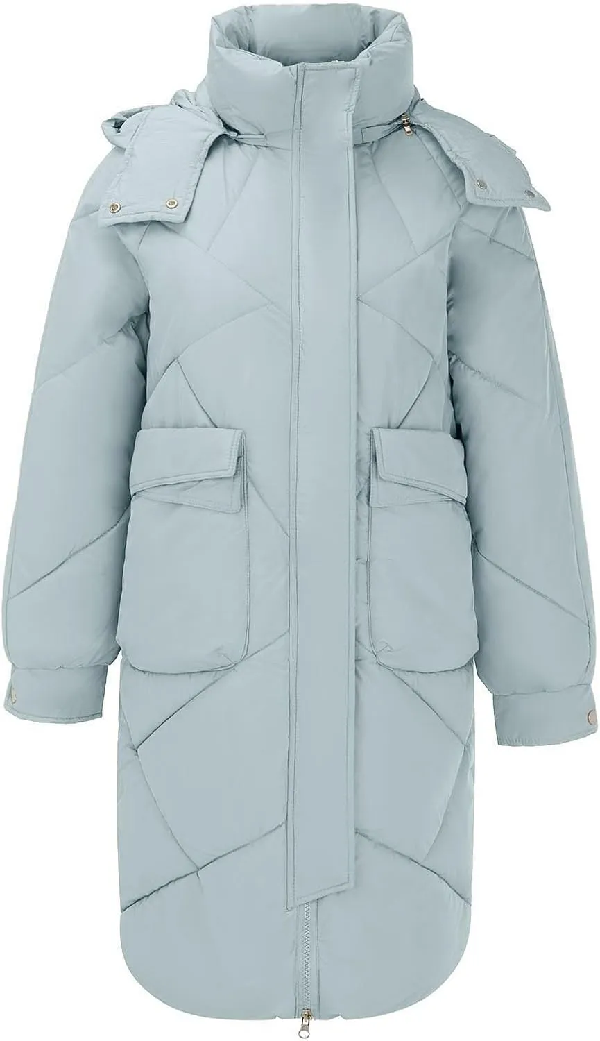 Winter Coats For Women Fashion Zip Up Puffer Jackets Oversized Long Sleeve Packable Down Parka With Pocket