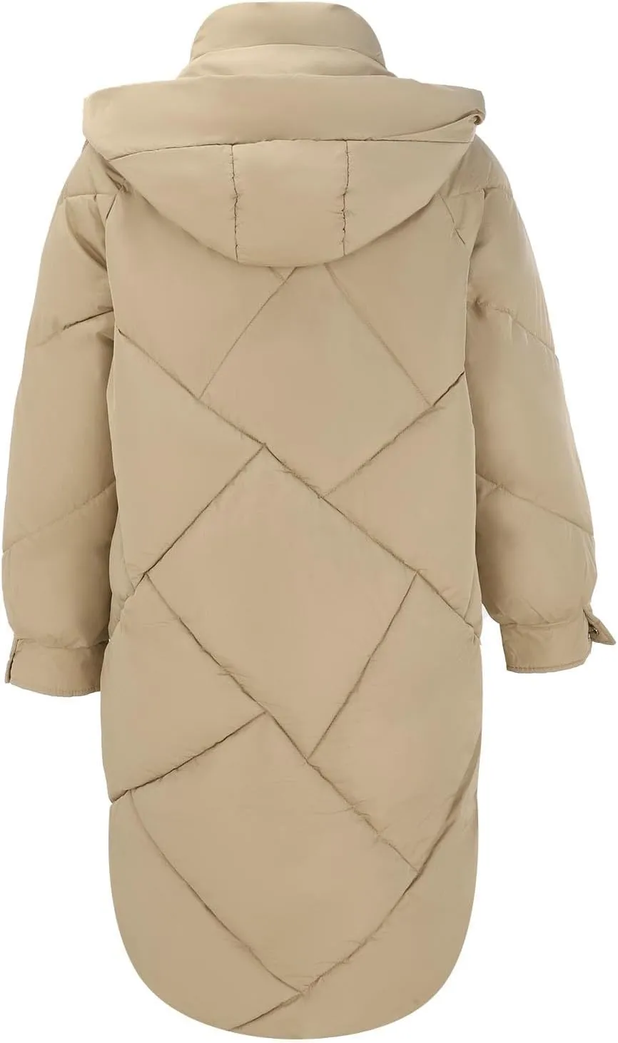 Winter Coats For Women Fashion Zip Up Puffer Jackets Oversized Long Sleeve Packable Down Parka With Pocket