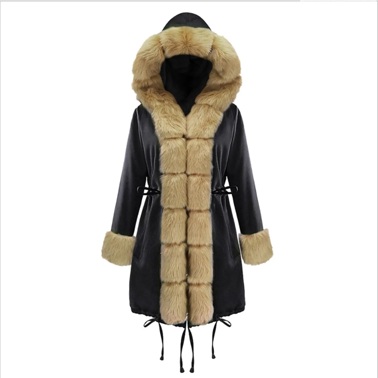 Winter Coats for Women Plus Size Fuzzy Puffer Jacket Soft Comfort Long Sleeve Hooded Qulited Outwear Thicken Warm Coat