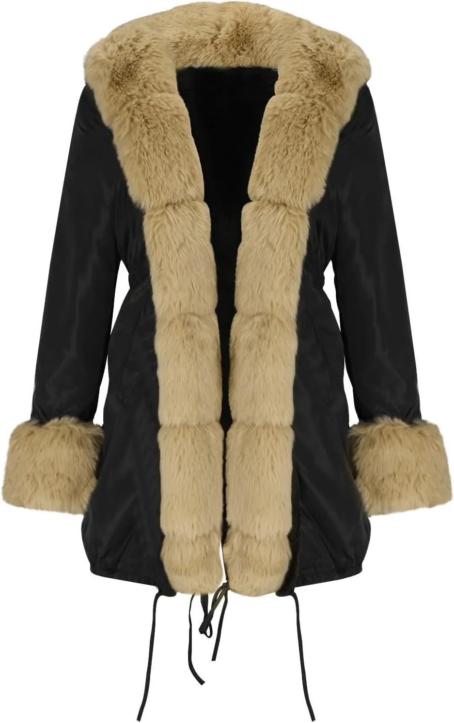Winter Coats for Women Plus Size Fuzzy Puffer Jacket Soft Comfort Long Sleeve Hooded Qulited Outwear Thicken Warm Coat