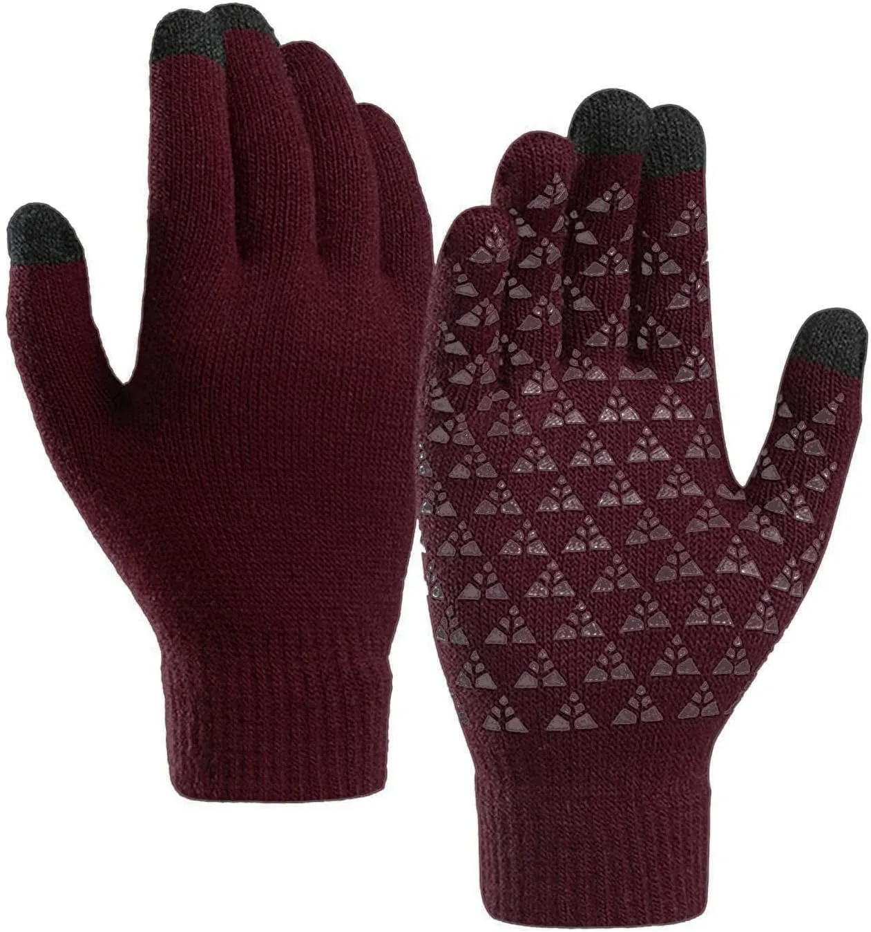 Winter Gloves Men,Full Fingers Touch Screen Thermal Knit Lining Knit Gloves for Kids Driving Hiking Cold Weather