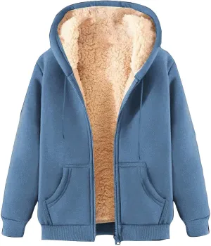 Winter Hooded Coats for Men Fleece Lined Jackets Zip Up Hoodie Sweatshirts Warm Sherpa Jacket Casual Outerwear