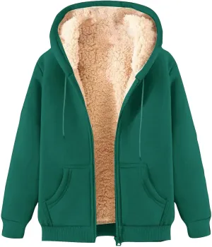 Winter Hooded Coats for Men Fleece Lined Jackets Zip Up Hoodie Sweatshirts Warm Sherpa Jacket Casual Outerwear