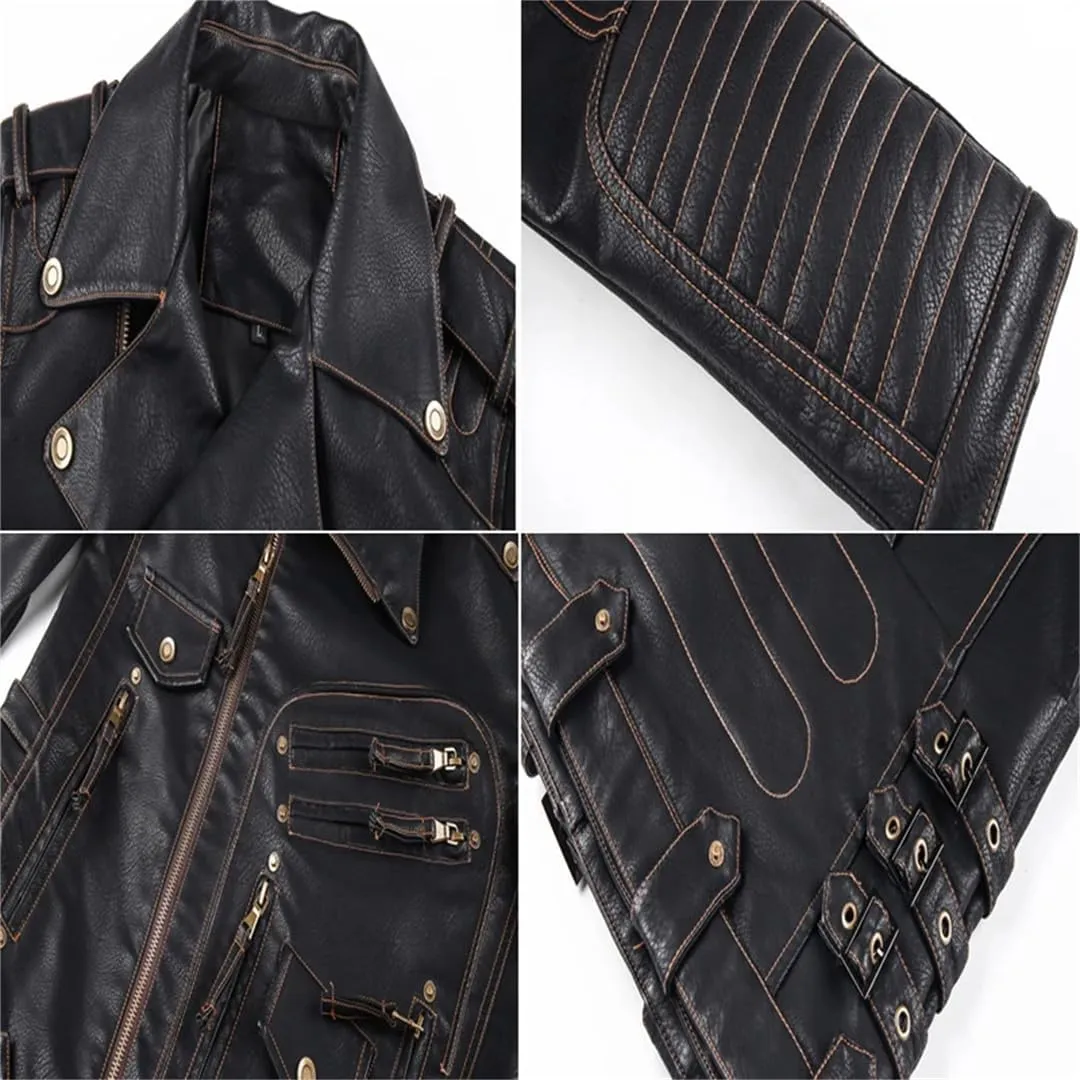 Winter Winter Mens Leather Jacket Fashion Motorcycle PU Leather Jacket Zipper Leather Coats