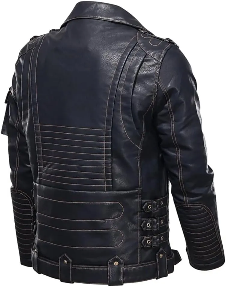 Winter Winter Mens Leather Jacket Fashion Motorcycle PU Leather Jacket Zipper Leather Coats