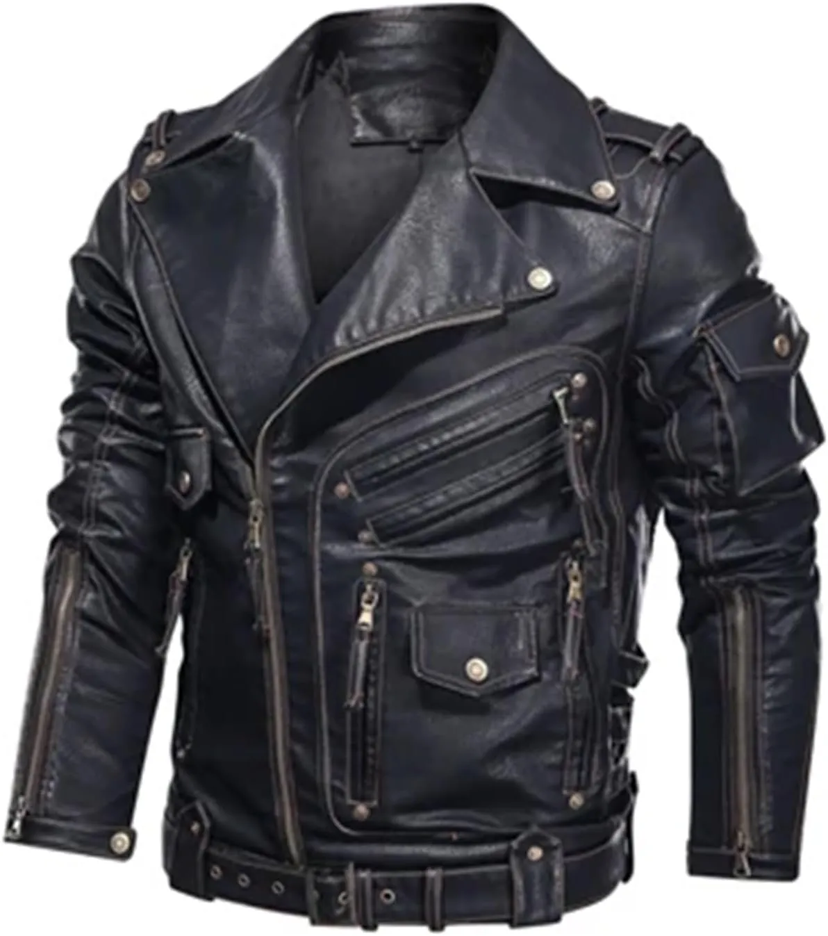 Winter Winter Mens Leather Jacket Fashion Motorcycle PU Leather Jacket Zipper Leather Coats